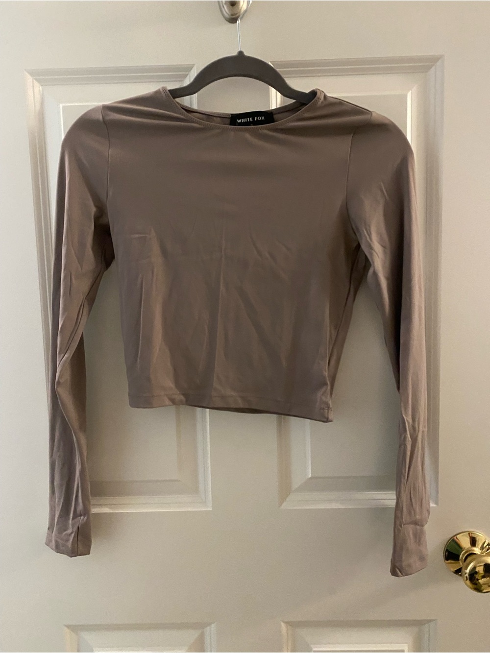 White Fox Long Sleeve Crop Top